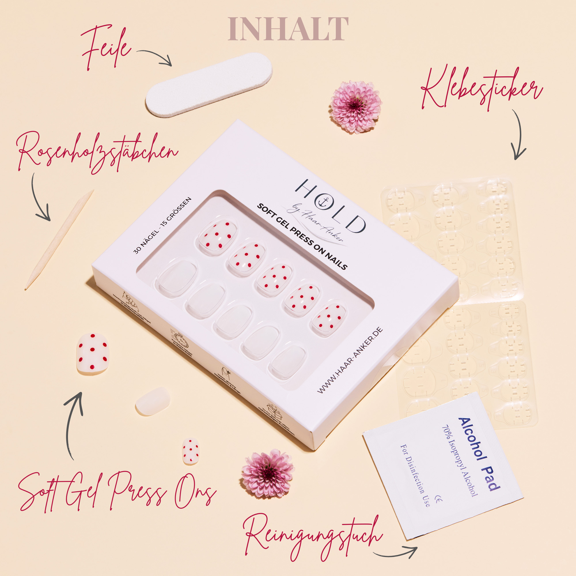 'Dot Crush' Soft Gel Press Ons | Short Round