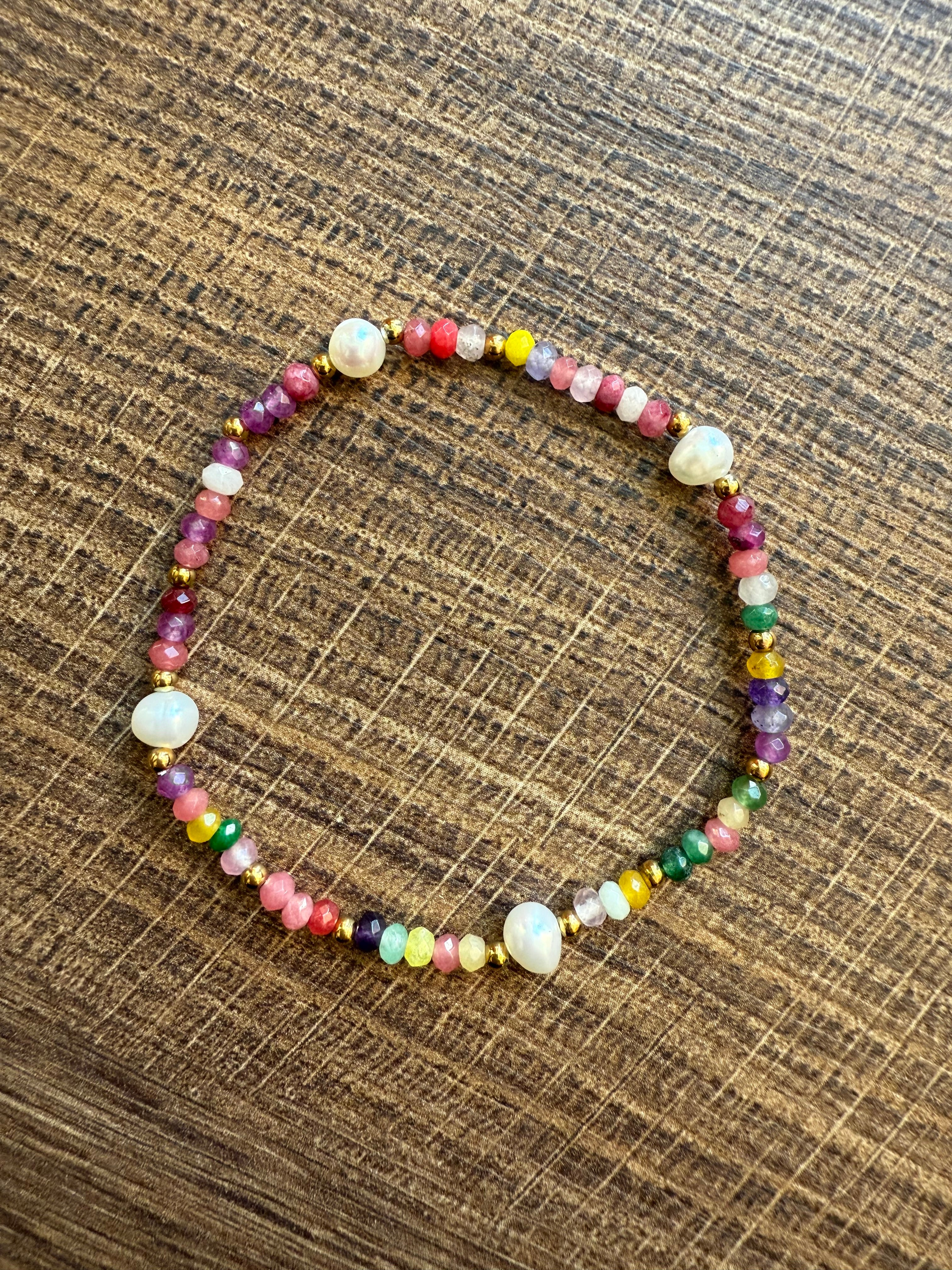 Perlenarmband bunt 4mm mit Faccettenschliff