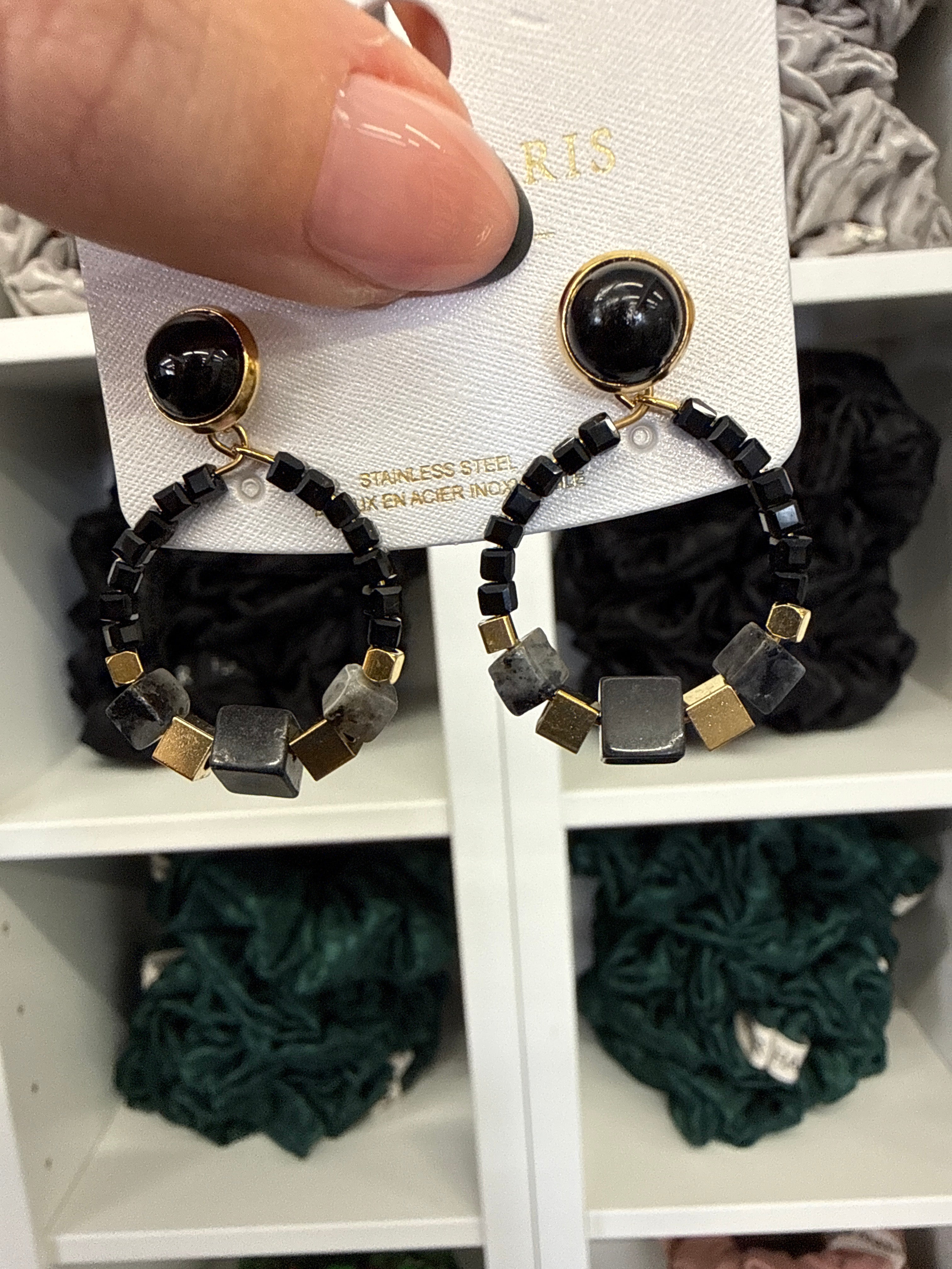 Ohrstecker mit Kreole verschied. Farben | Ohrringe | HAAR-ANKER