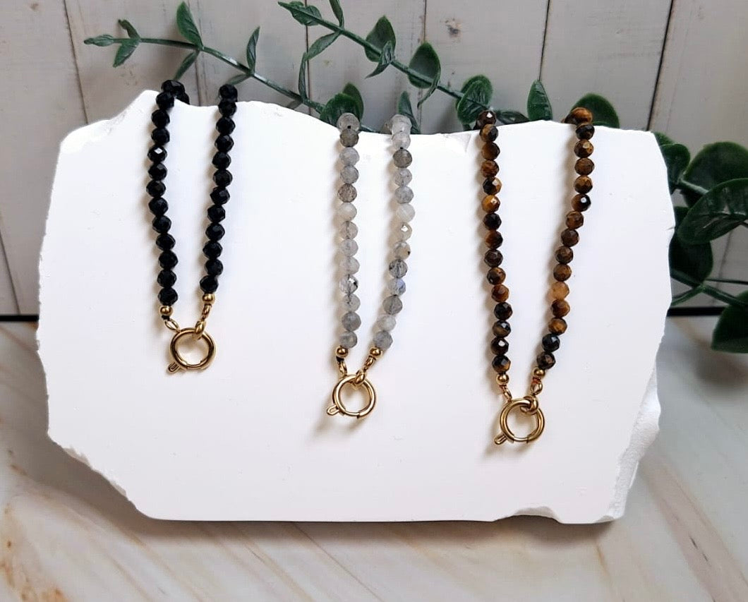 Charmkette Gold mit Edelstein | Halskette