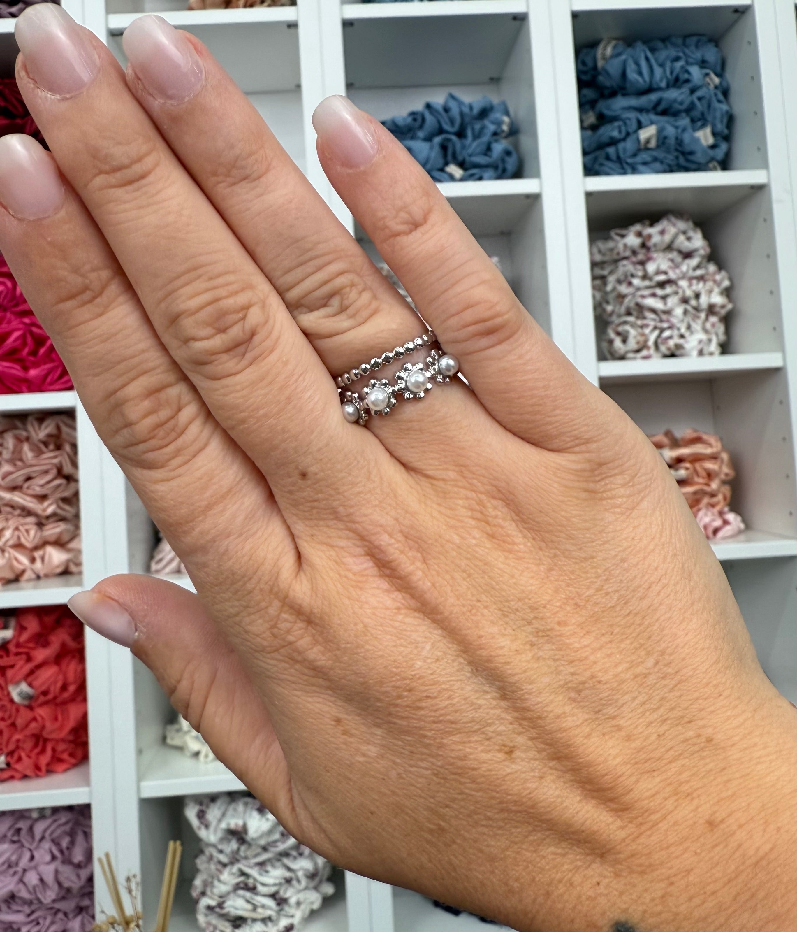 2er Perlenring Silber | Ring