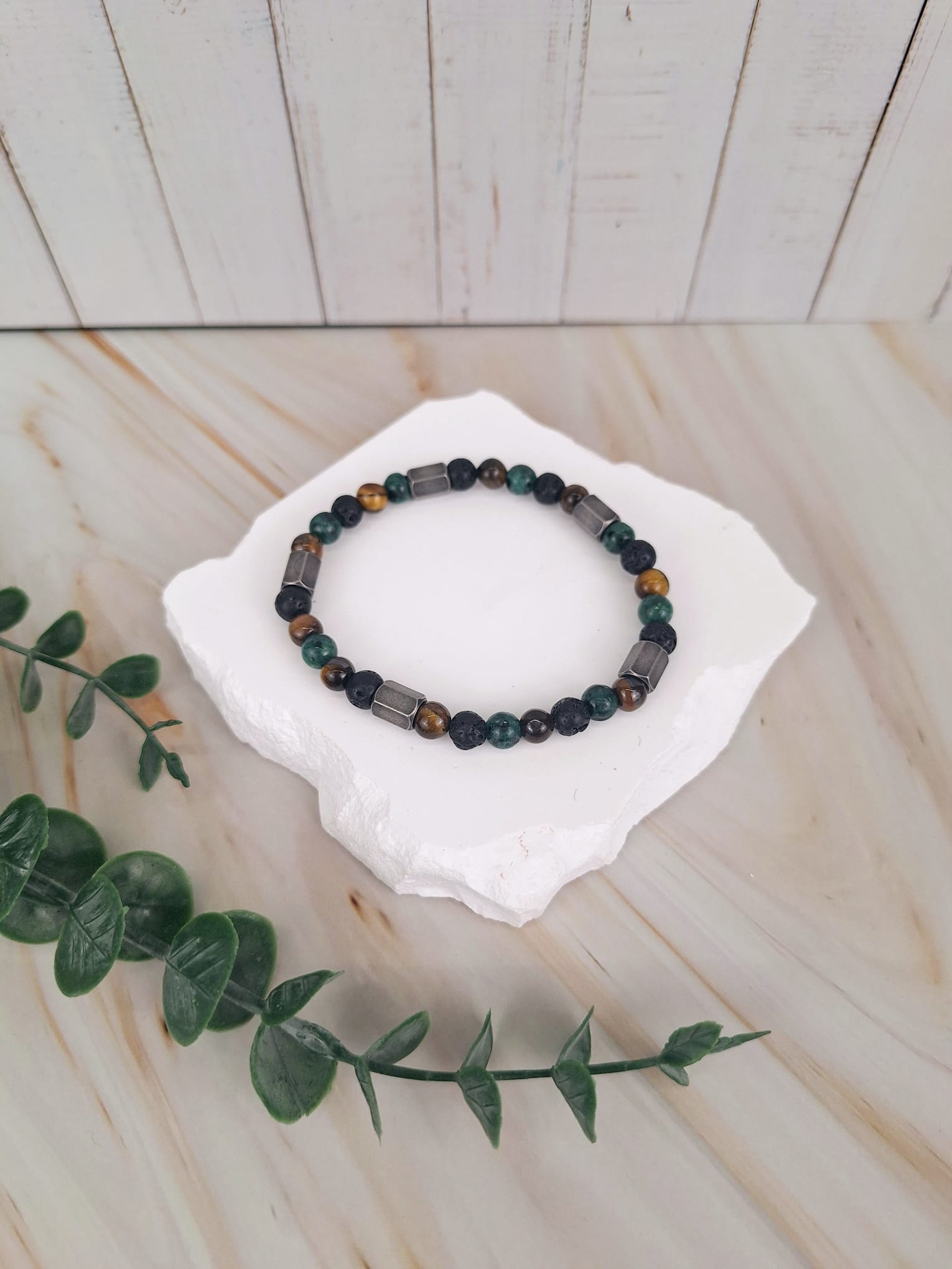 Tigerauge - Lavastein - Aventurin - Edelstahl | Männerarmband | HAAR-ANKER