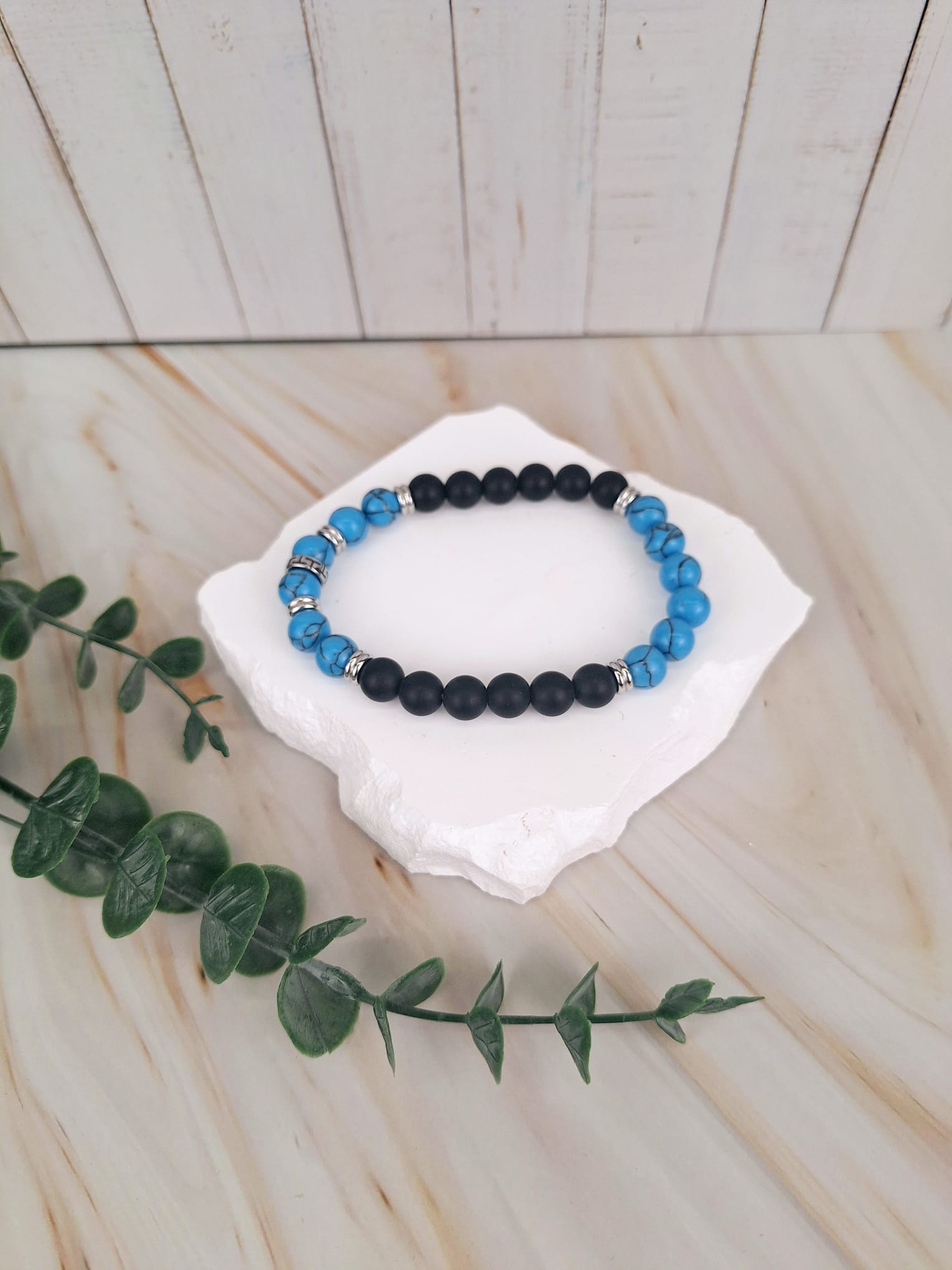 Blaues Tigerauge - Onyx | Männerarmband | HAAR-ANKER