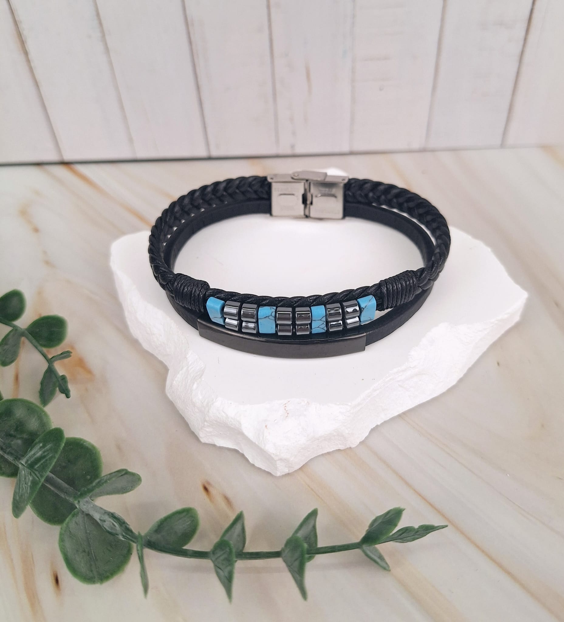 Edelstahl glänzend Anthrazit | Männerarmband | HAAR-ANKER