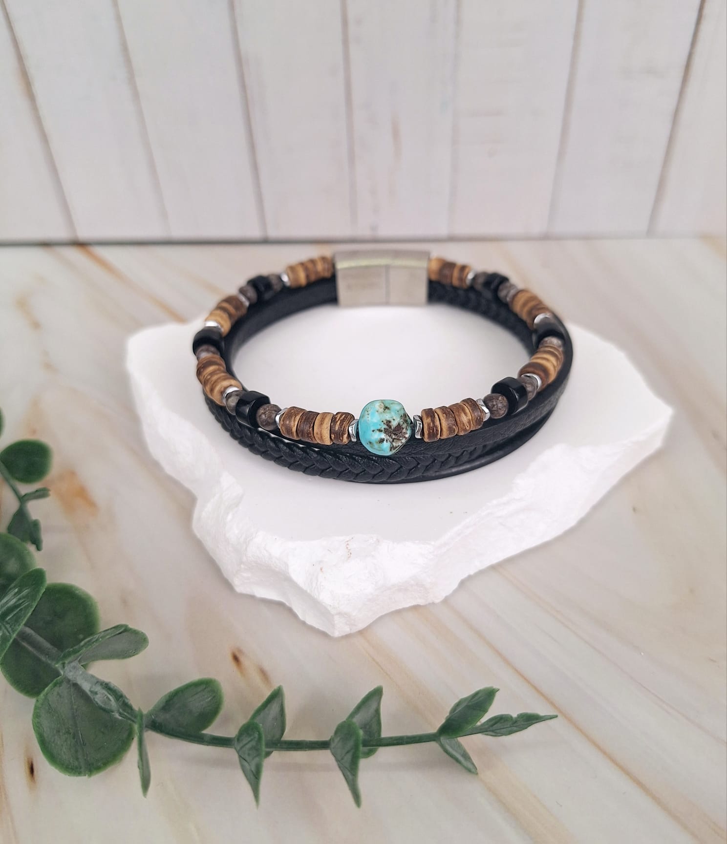 Tigerauge 4 Bänder Edelstahl gebürstet | Männerarmband | HAAR-ANKER