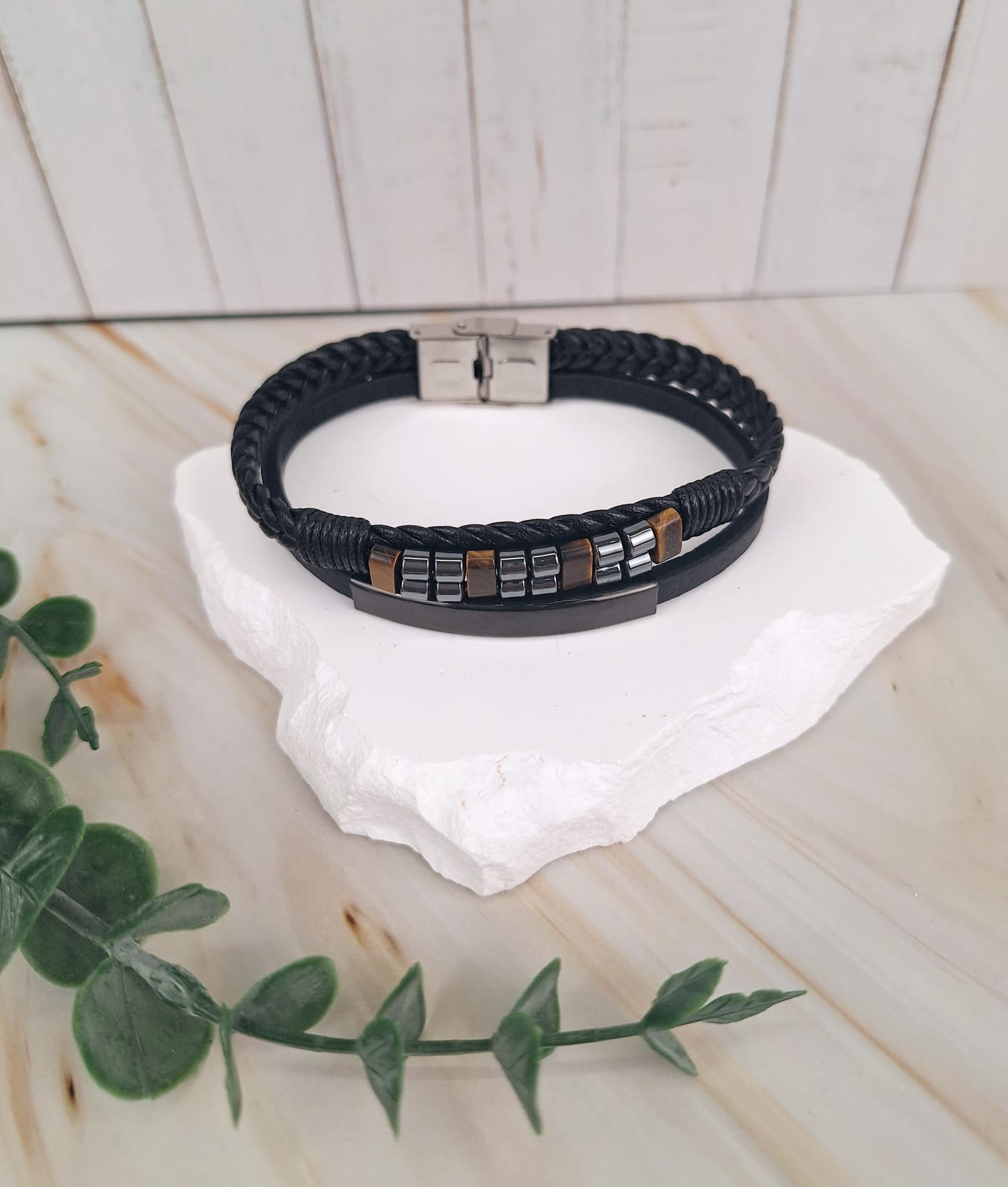 Edelstahl glänzend Anthrazit | Männerarmband | HAAR-ANKER