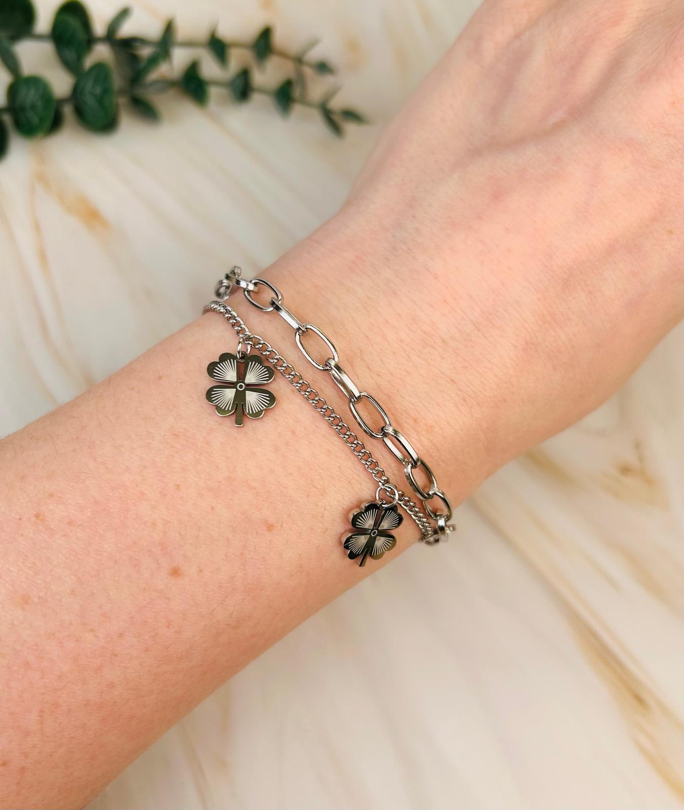 Armband doppelreihig Kleeblatt | Armband
