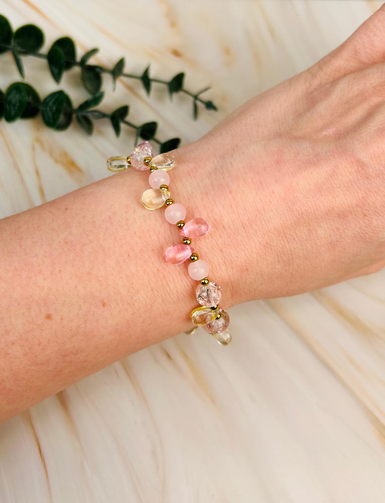 Glasperlen Armband Rosa / Gelb | Armband