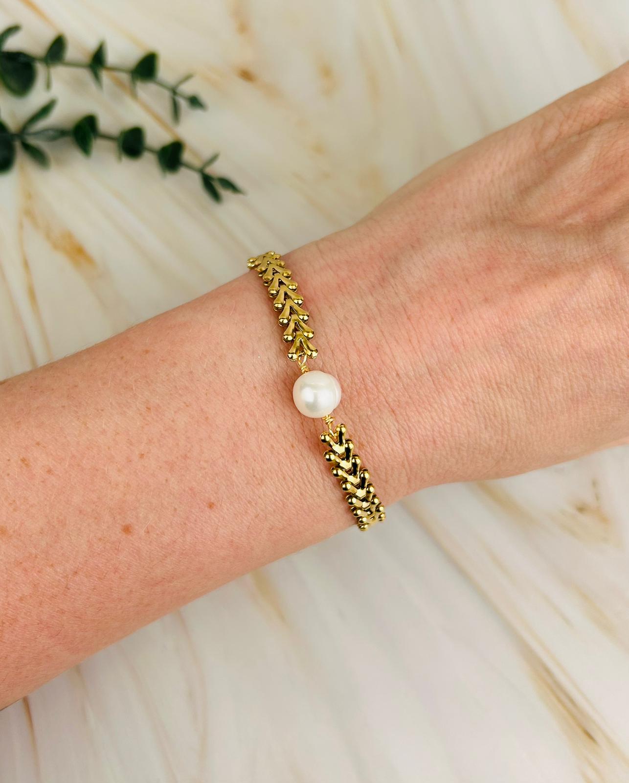 Armband "Süßwasserperle - V" | Armband Nr. 44