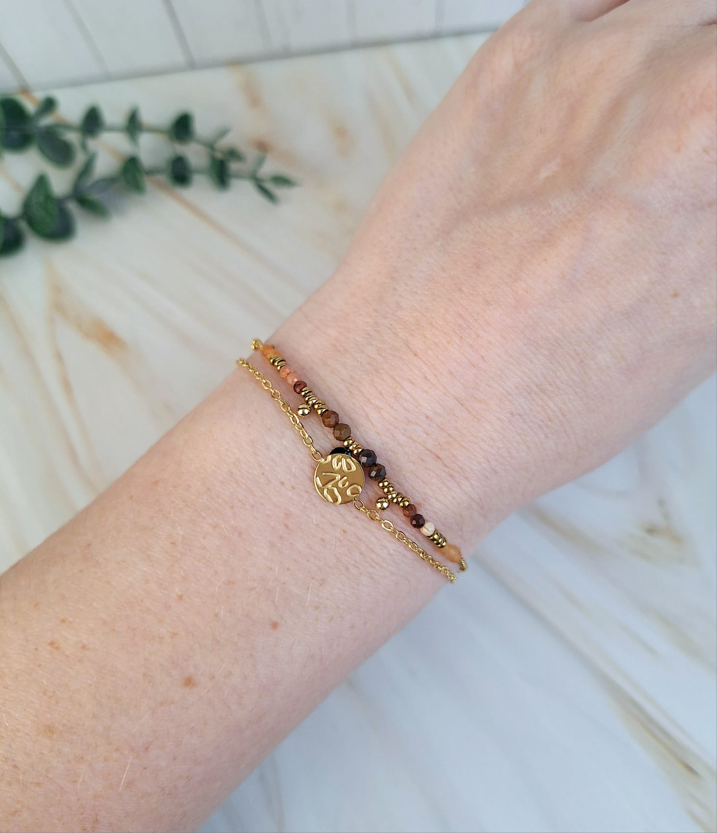 Armbänder 'Braun mit Steinen' verschied. Varianten | Armband | HAAR-ANKER