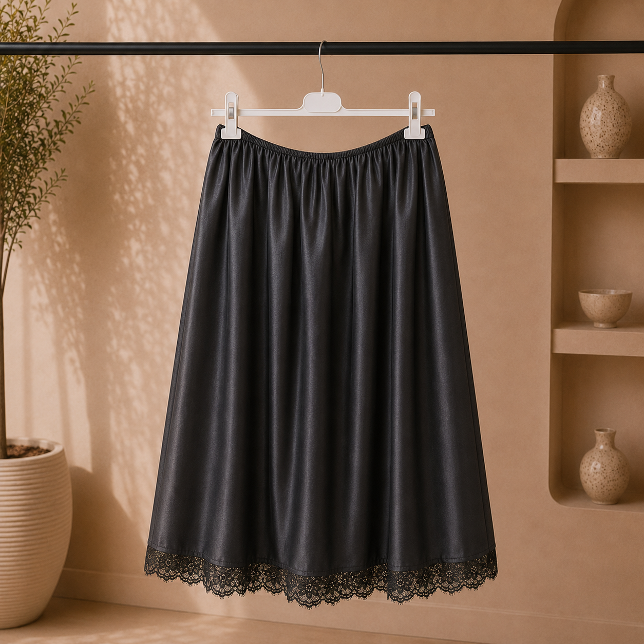 Satin-Rock mit Spitze verschied. Farben | Rock