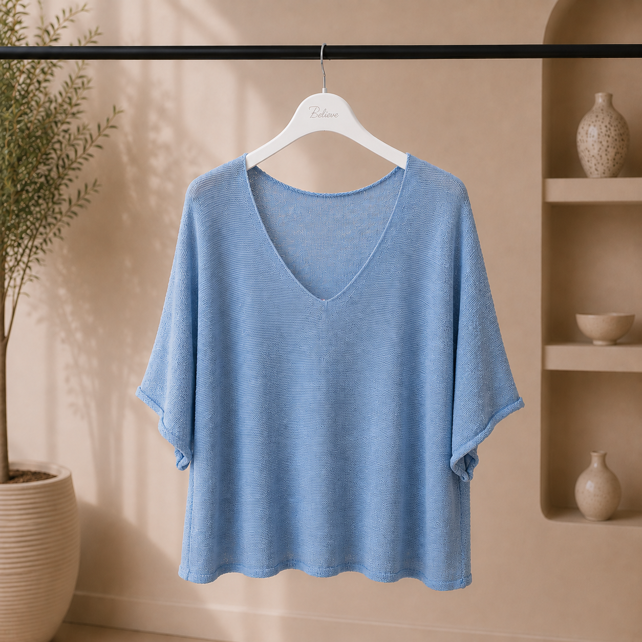 Strick-Oberteil Halbarm verschied. Farben | Shirt