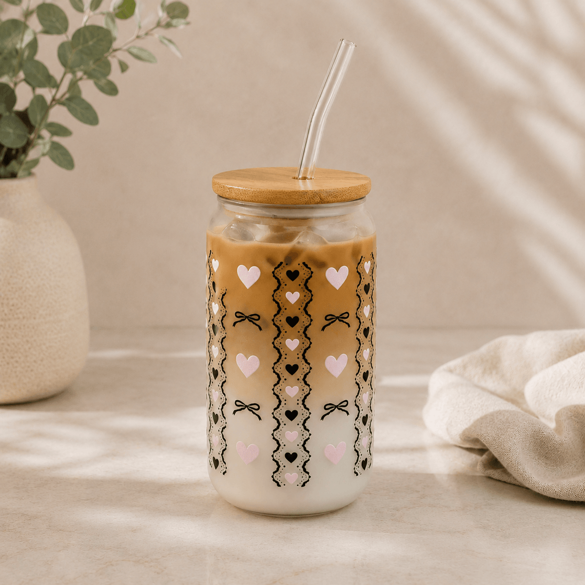 Ribbons & Hearts - Milky | Trinkglas - HAAR-ANKER