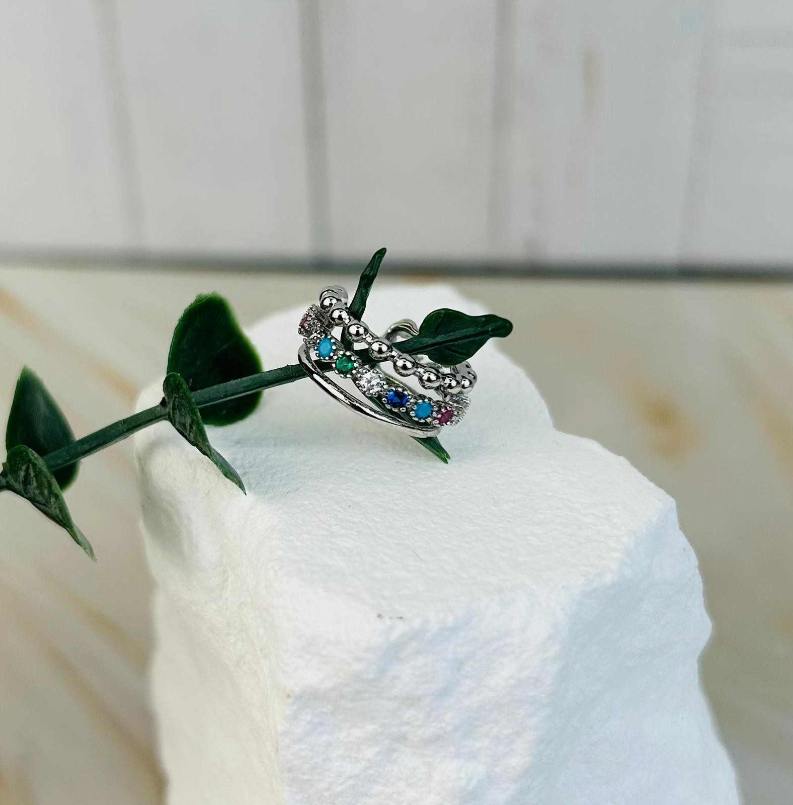 3er mit Steinen Edelstahl | Earcuffs