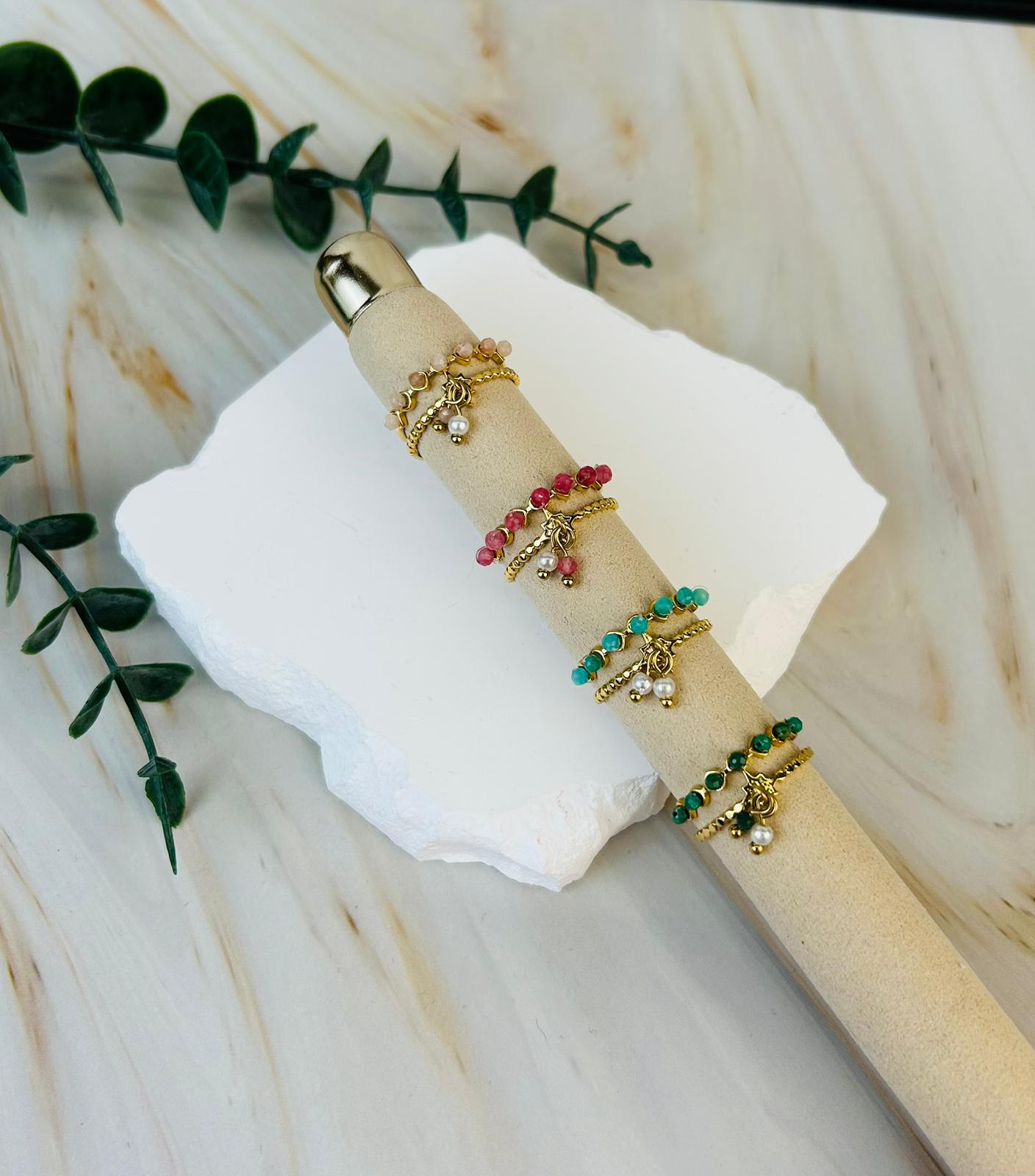 Ring 'Cleo' zweireihig verschied. Farben | Ring