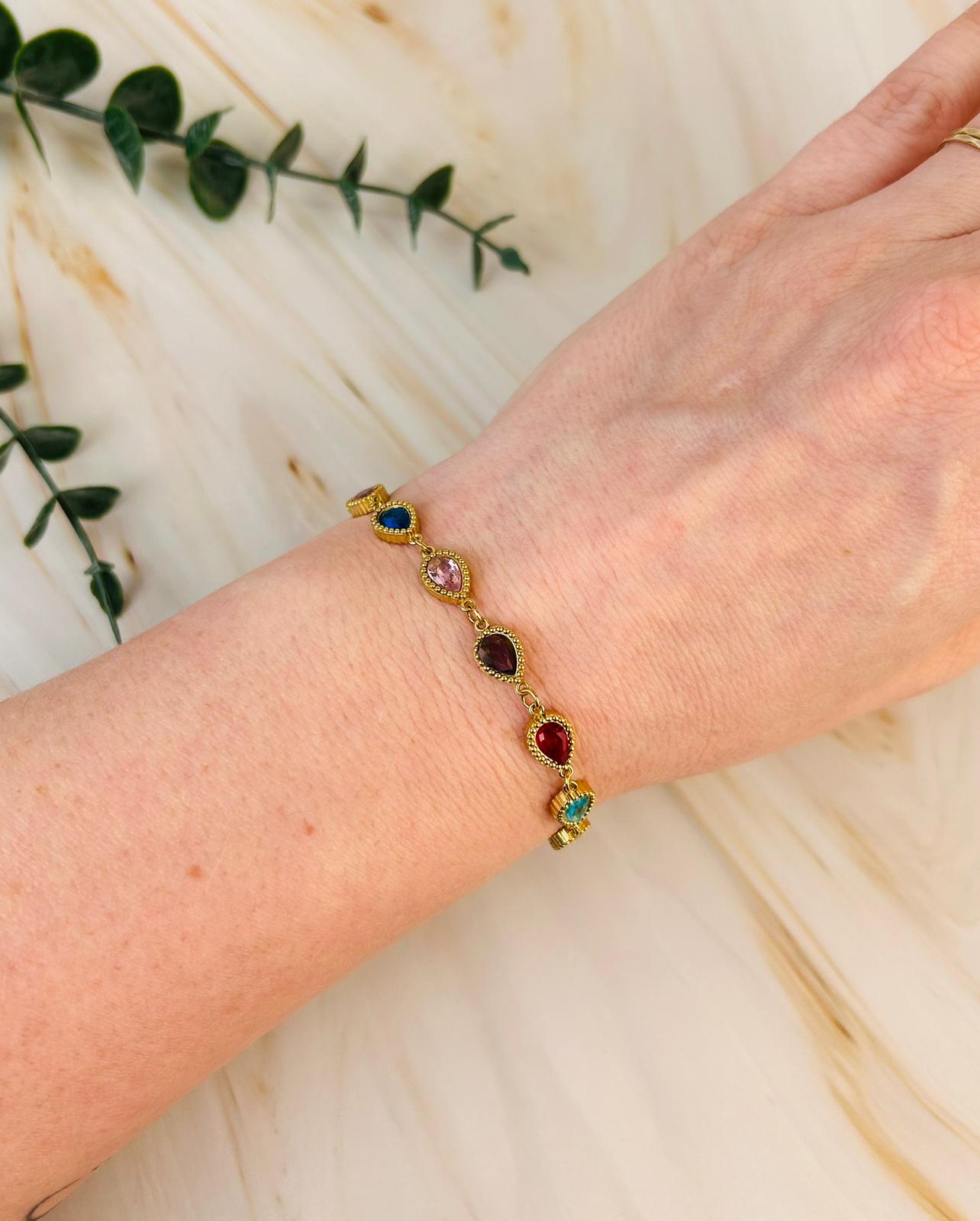 Bunte Tropfen vergoldet | Armband