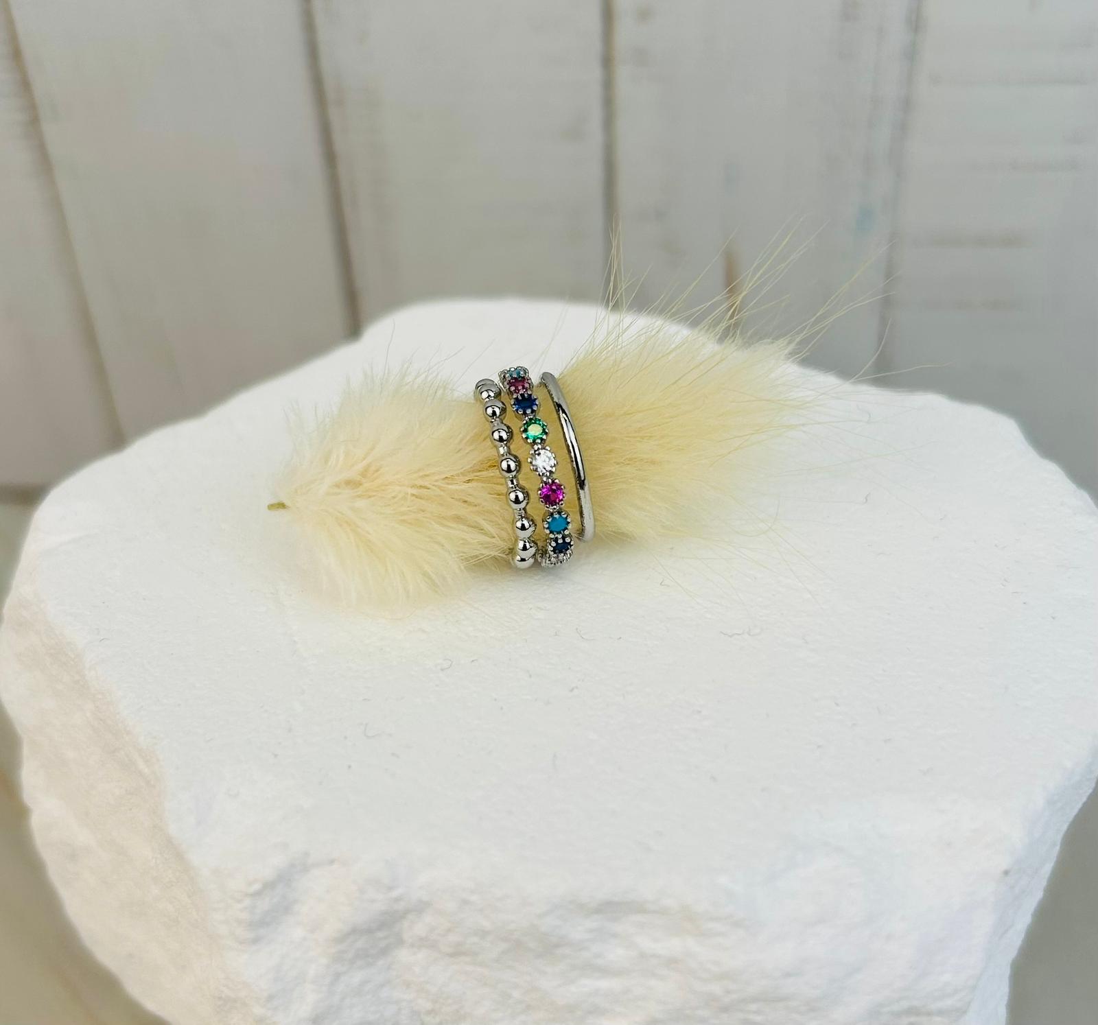 3er mit Steinen Edelstahl | Earcuffs